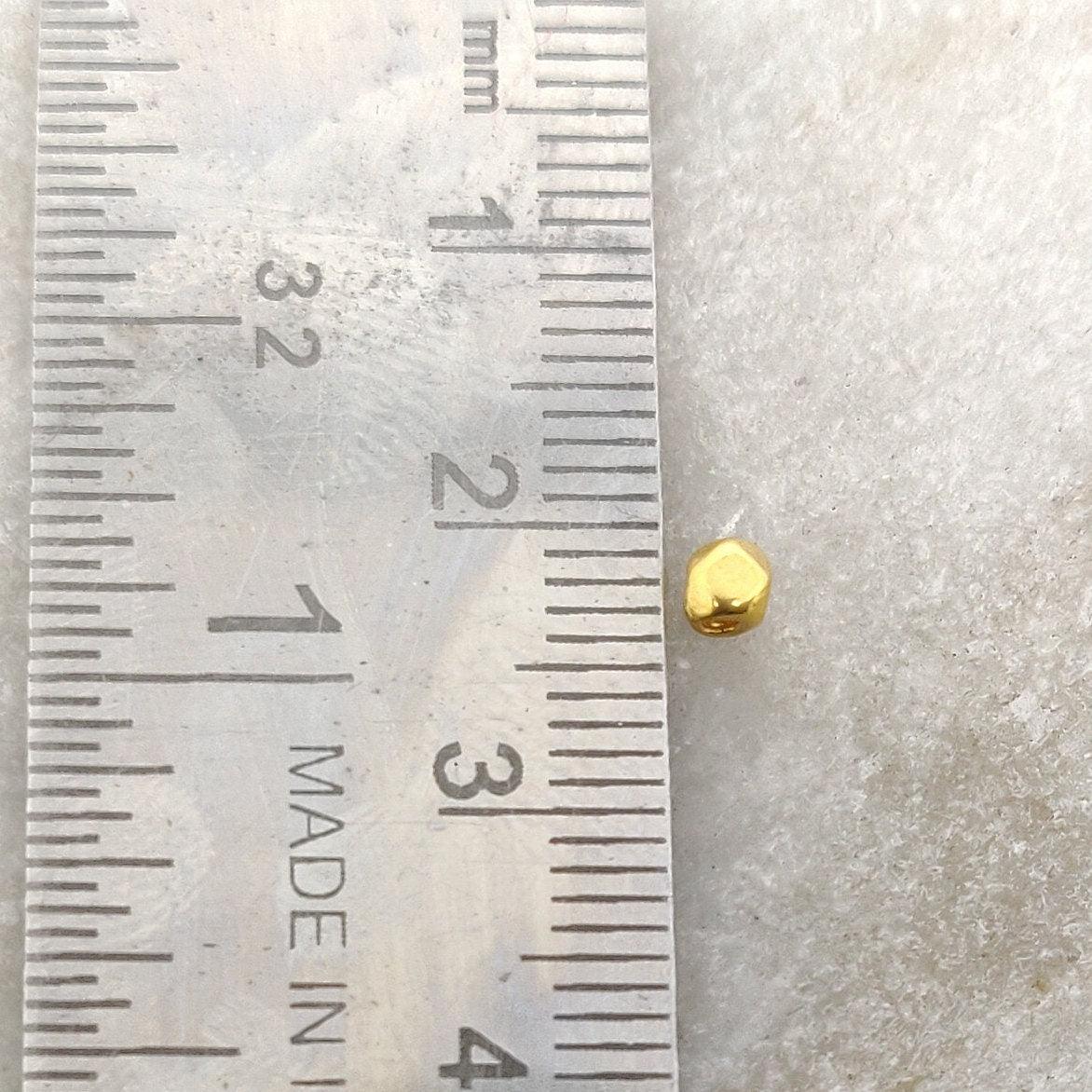 18k Solid Yellow Gold Nuggets Spacer Findings Beads Sold By 5 Pcs - Kanika Creations