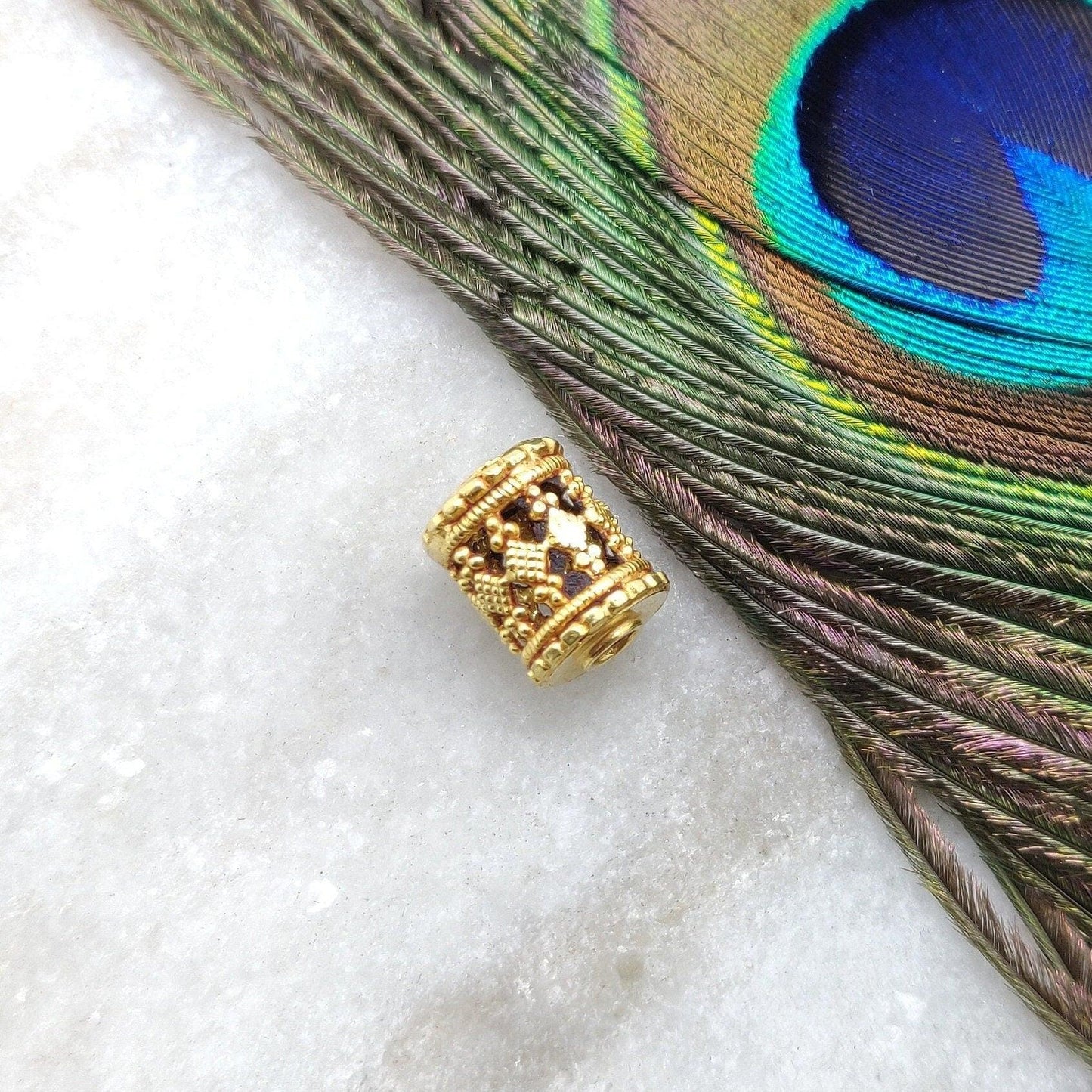 Drum 18k Gold Tube Finding Spacer Beading Craft DIY - Kanika Creations