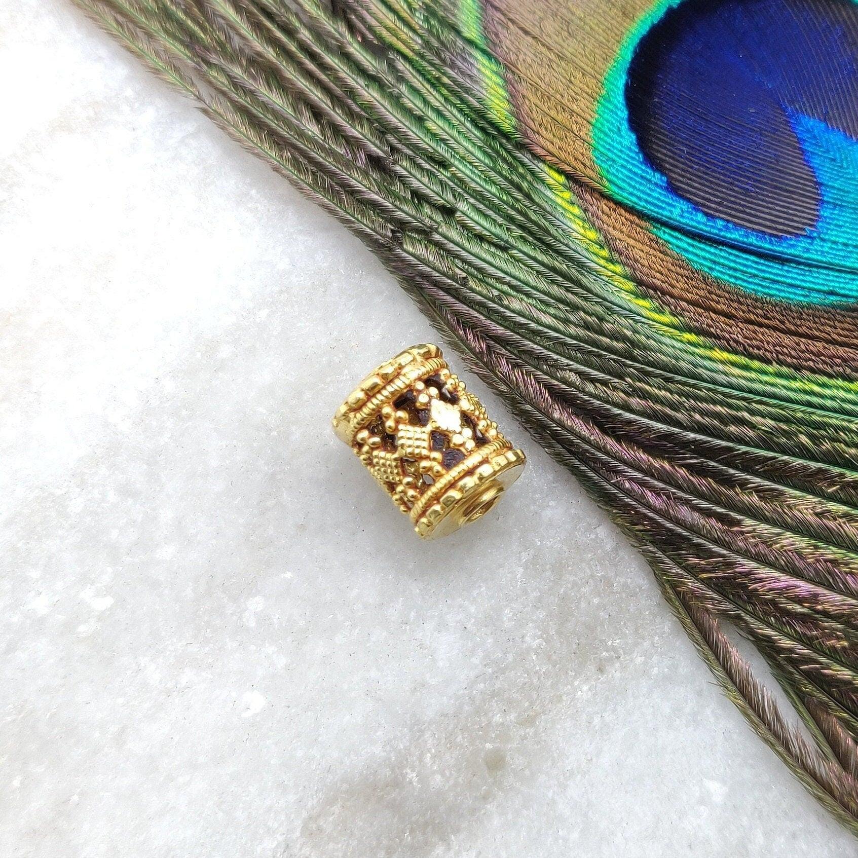 Drum 18k Gold Tube Finding Spacer Beading Craft DIY - Kanika Creations