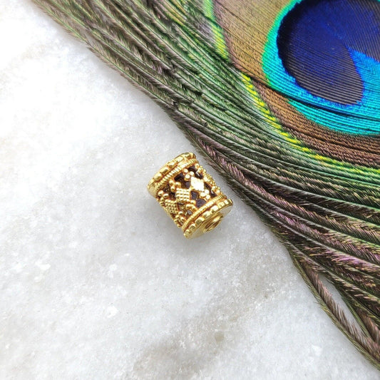 Drum 18k Gold Tube Finding Spacer Beading Craft DIY - Kanika Creations