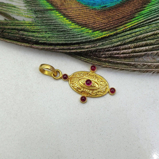 18k Solid Gold Vintage Ruby Pendant - Kanika Creations