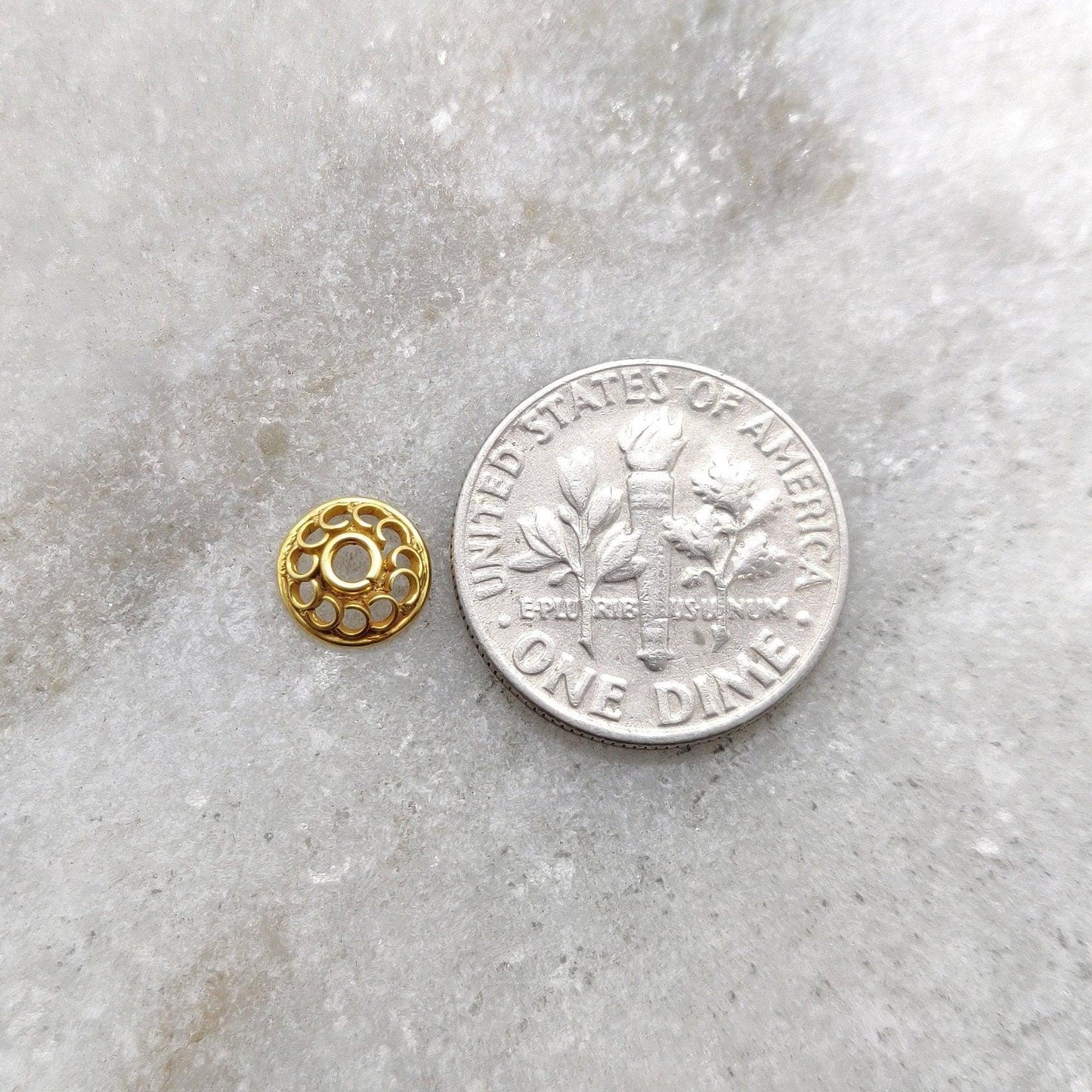 18K Yellow Gold Flower Beads Caps Finding 7mm - Kanika Creations
