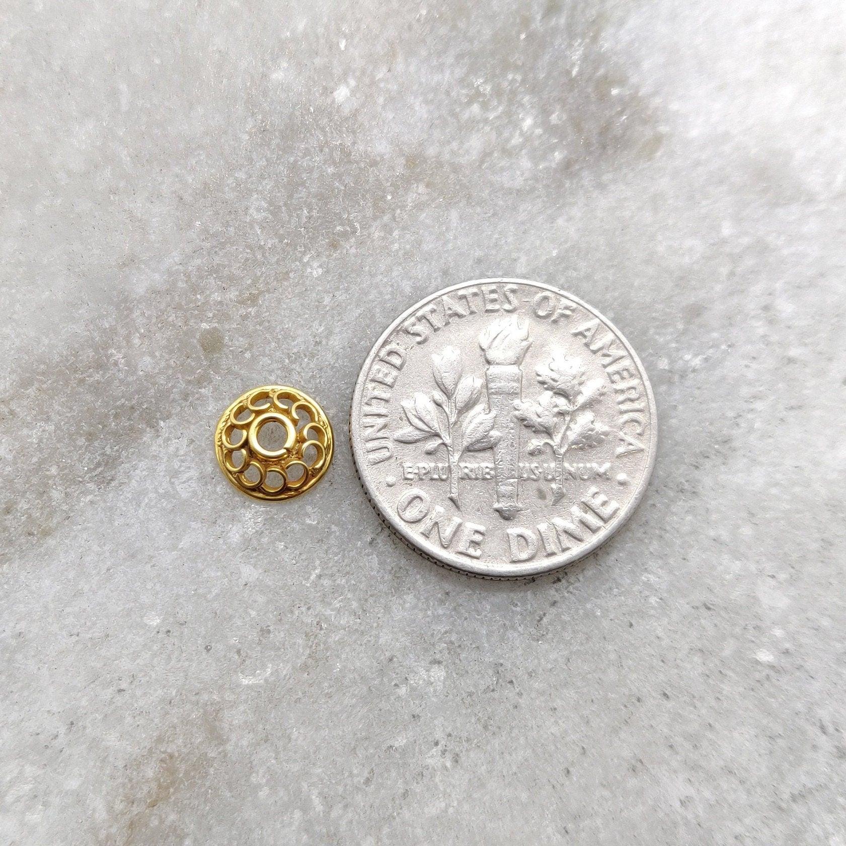 18K Yellow Gold Flower Beads Caps Finding 7mm - Kanika Creations