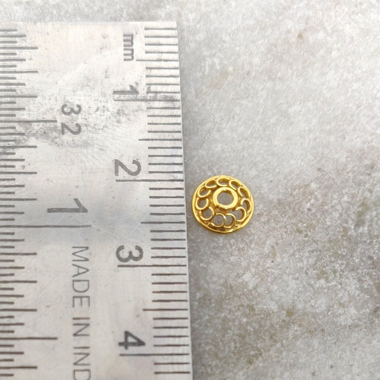 18K Yellow Gold Flower Beads Caps Finding 7mm - Kanika Creations