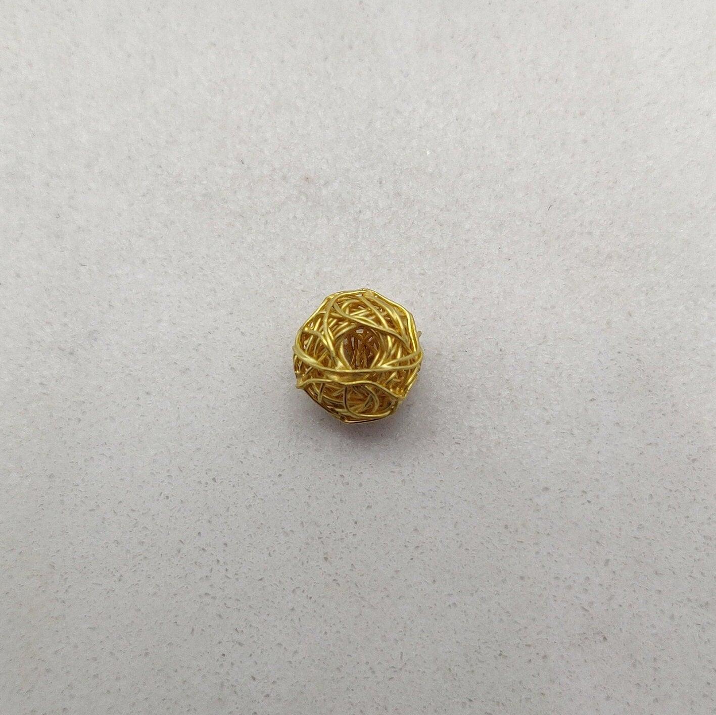 18k Yellow Gold Ball Spacer Beads 8mm DIY Craft Supply - Kanika Creations