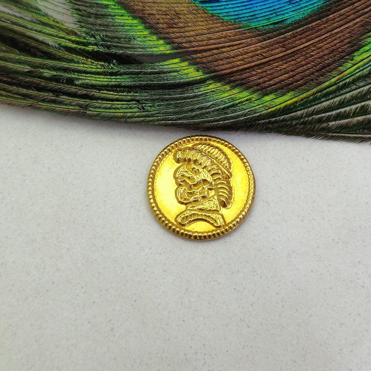 17mm 18K Solid Yellow Gold Antique Coin - Kanika Creations