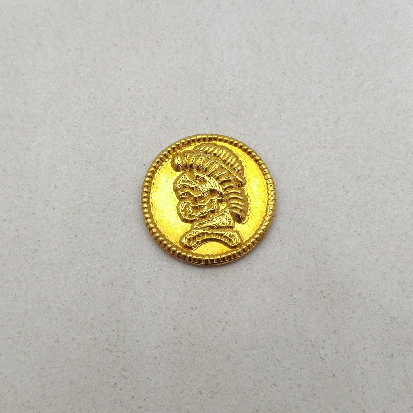 17mm 18K Solid Yellow Gold Antique Coin - Kanika Creations