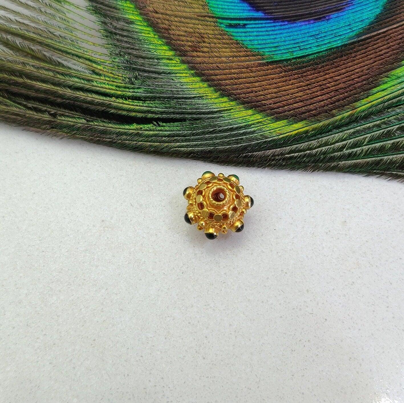 18k Solid Yellow Gold Round Spacer Beads 10x9mm - Kanika Creations