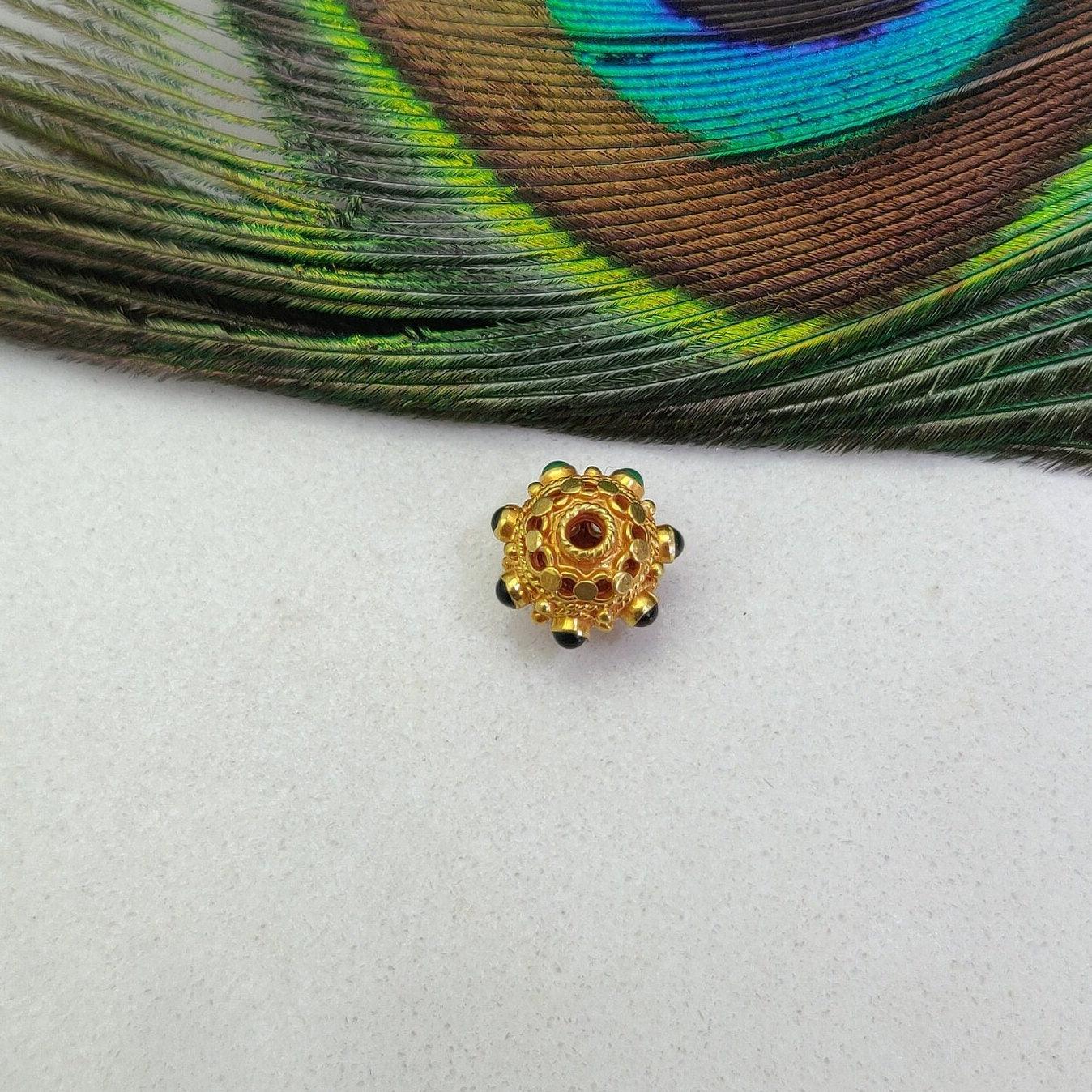 18k Solid Yellow Gold Round Spacer Beads 10x9mm - Kanika Creations
