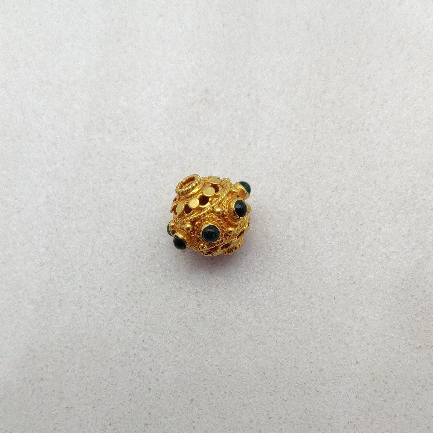 18k Solid Yellow Gold Round Spacer Beads 10x9mm - Kanika Creations
