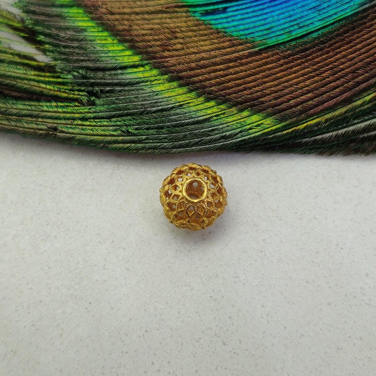 18K Solid Yellow Gold Antique Spacer Beads 8X7.50mm - Kanika Creations
