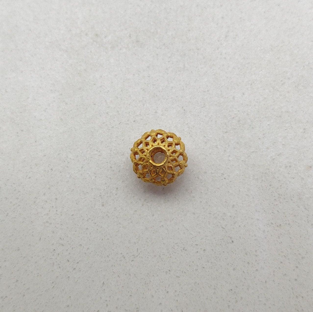 18K Solid Yellow Gold Antique Spacer Beads 8X7.50mm - Kanika Creations