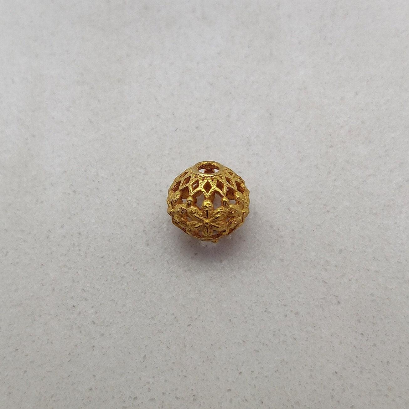 18K Solid Yellow Gold Antique Spacer Beads 8X7.50mm - Kanika Creations