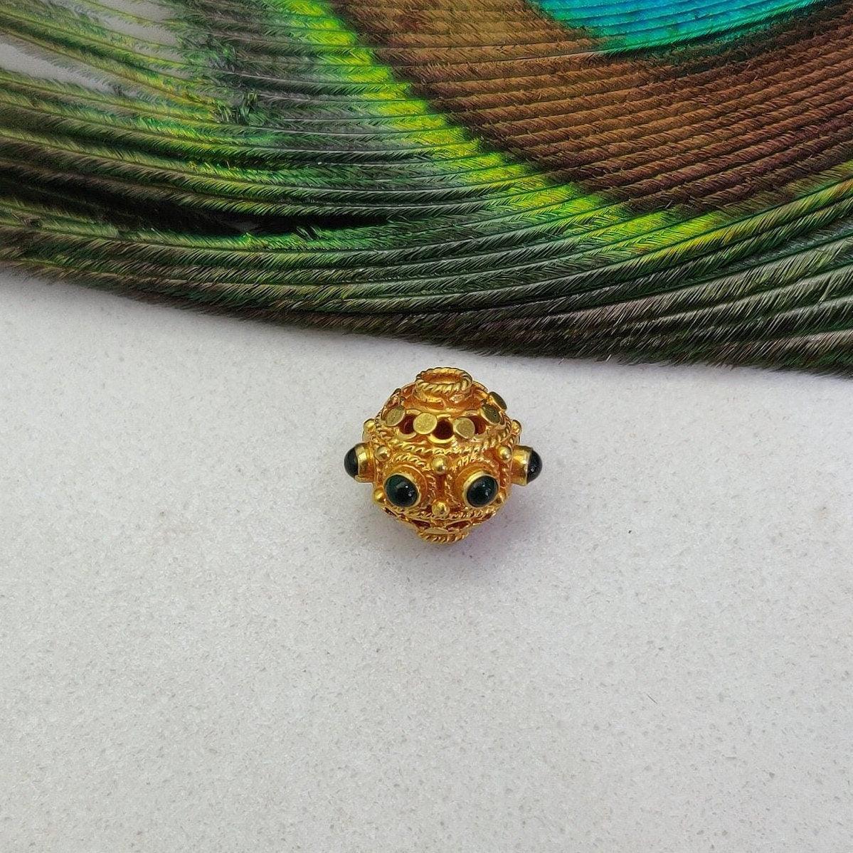 18k Solid Yellow Gold Round Spacer Beads 10x9mm - Kanika Creations