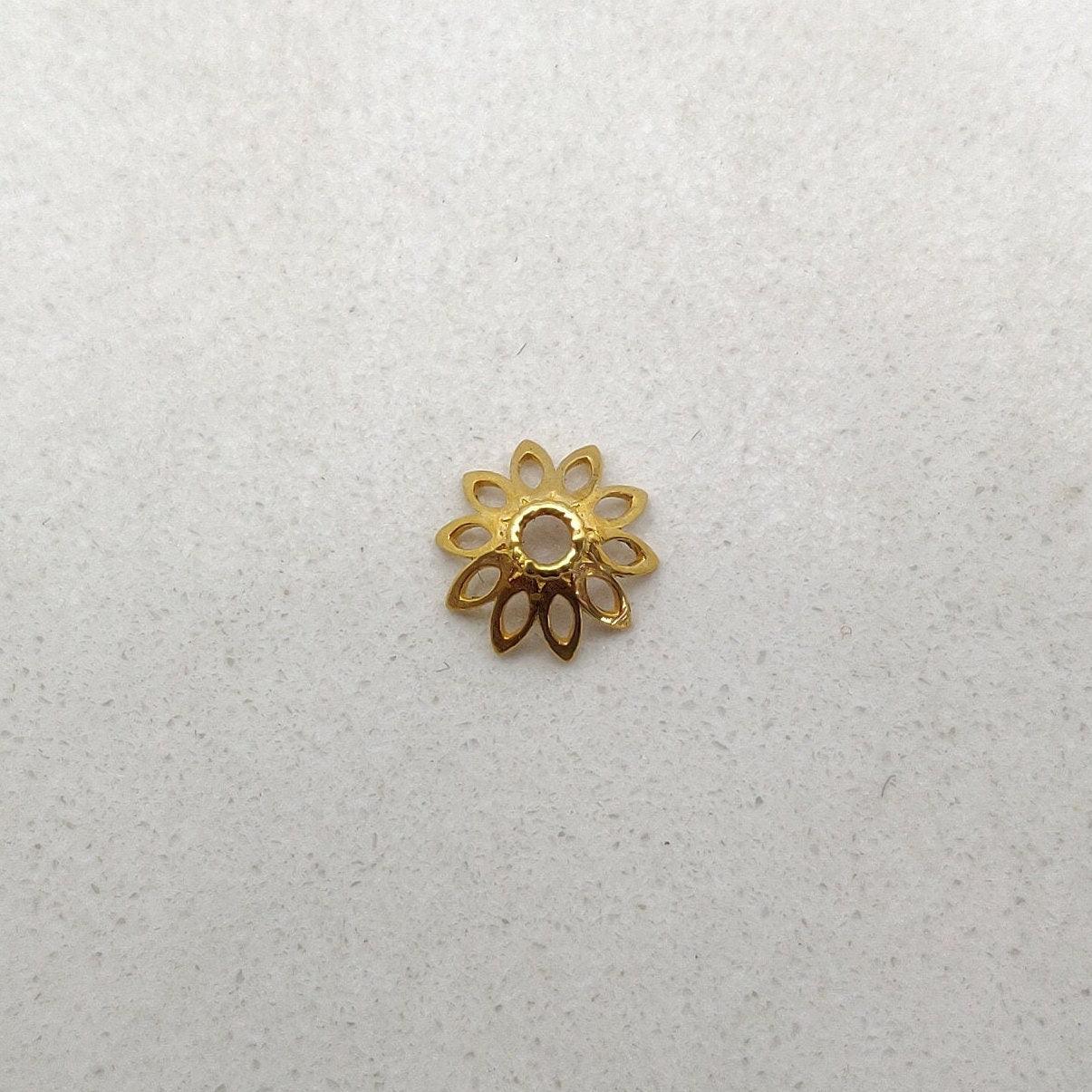Solid 18k Gold Spacer Bead Cap For Jewelry Making - Kanika Creations