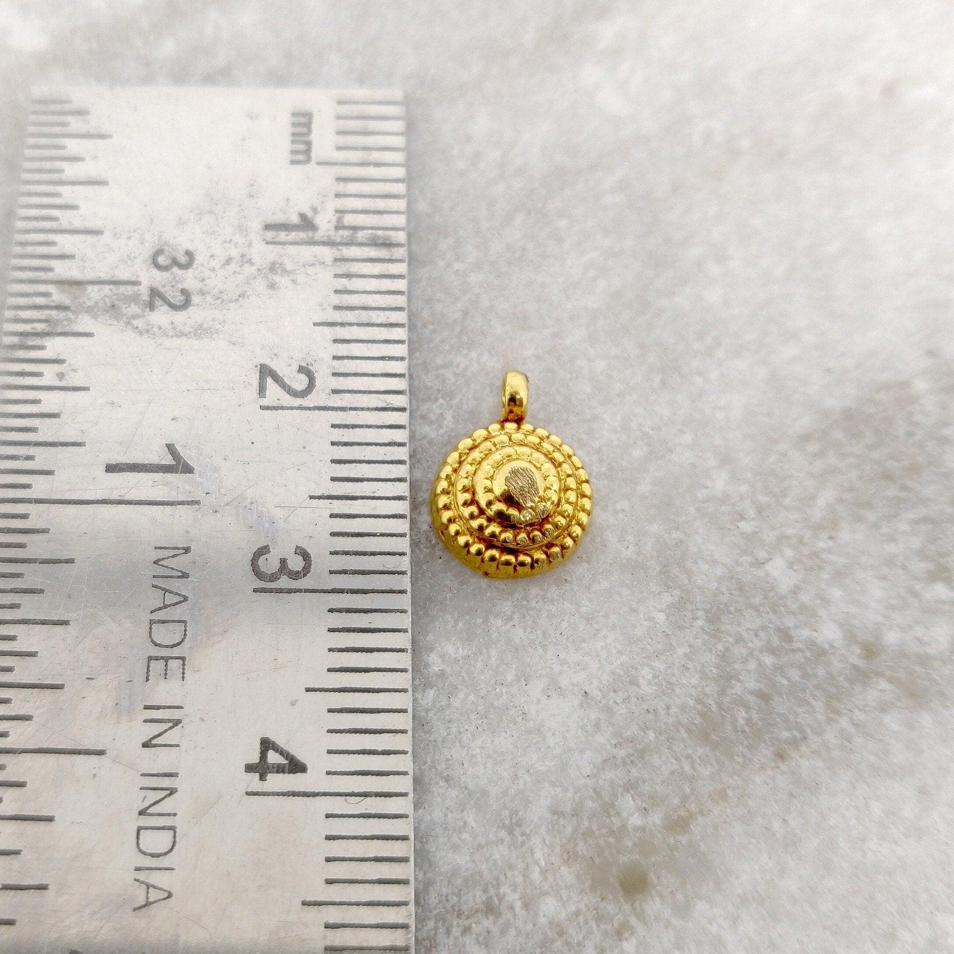 18k Solid Yellow Gold Dainty Charm Pendant 4x8mm - Kanika Creations