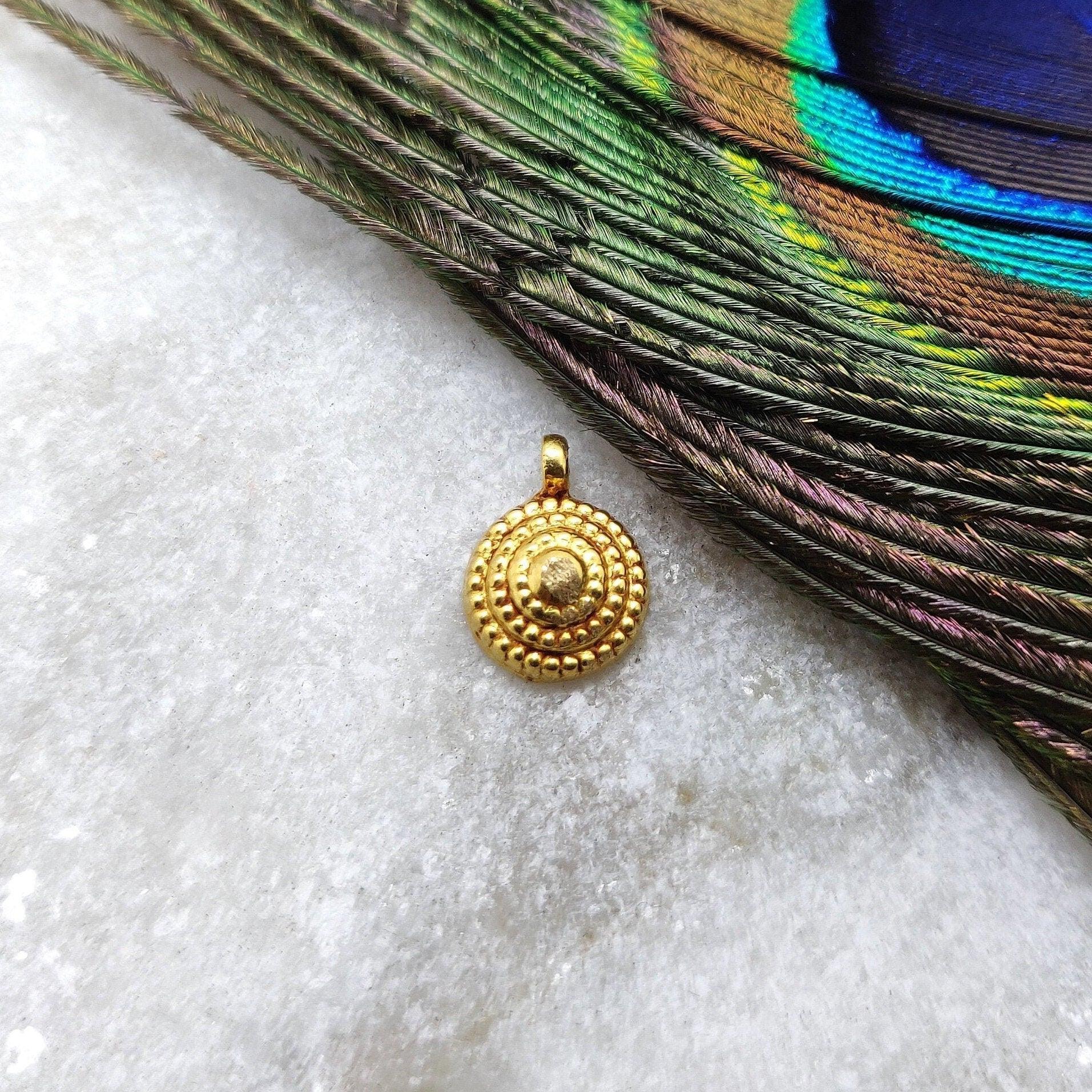 18k Solid Yellow Gold Dainty Charm Pendant 4x8mm - Kanika Creations