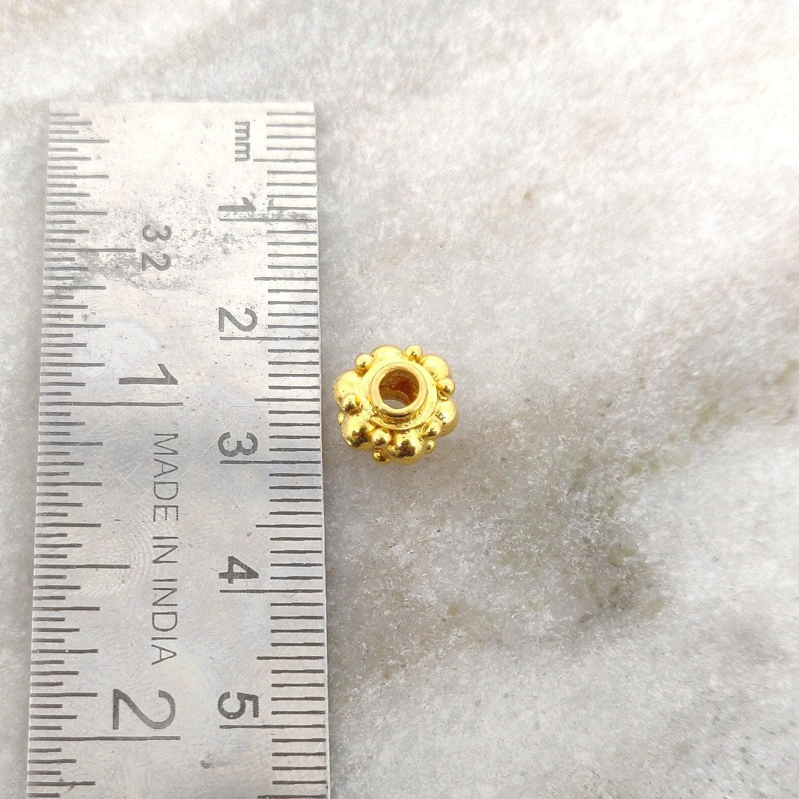18k Solid Yellow Gold Wheel Spacer Beads 9x6mm - Kanika Creations