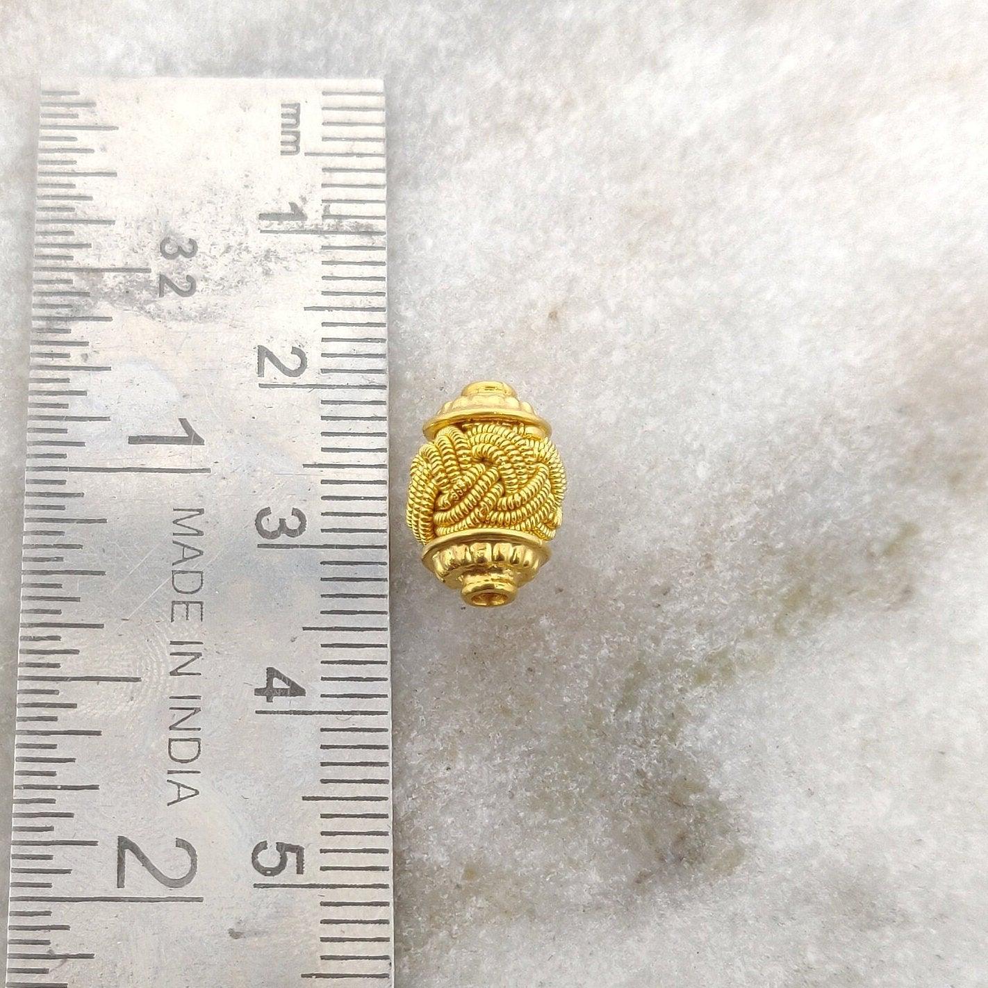 18K Solid Yellow Gold Drum Beads Finding 13X8mm - Kanika Creations