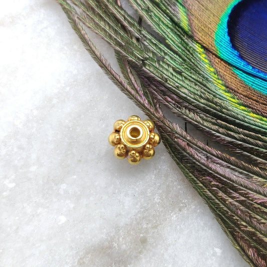 9.5mm 18k Gold Indian Style Rondelle Spacer Beads Findings - Kanika Creations
