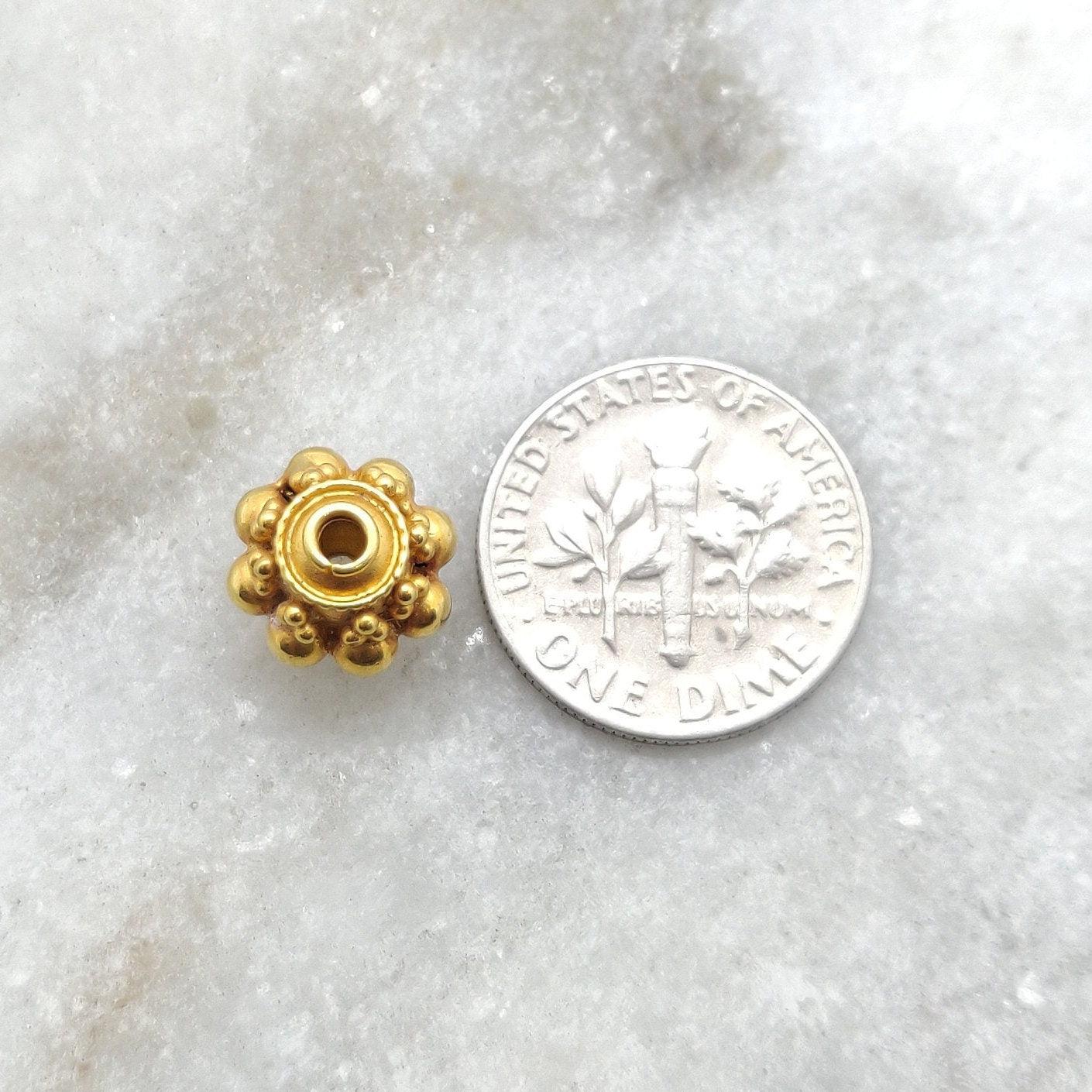 9.5mm 18k Gold Indian Style Rondelle Spacer Beads Findings - Kanika Creations