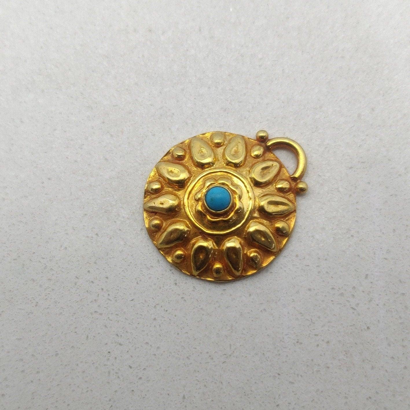 Turquoise Handmade 18k Gold Pendant - Kanika Creations
