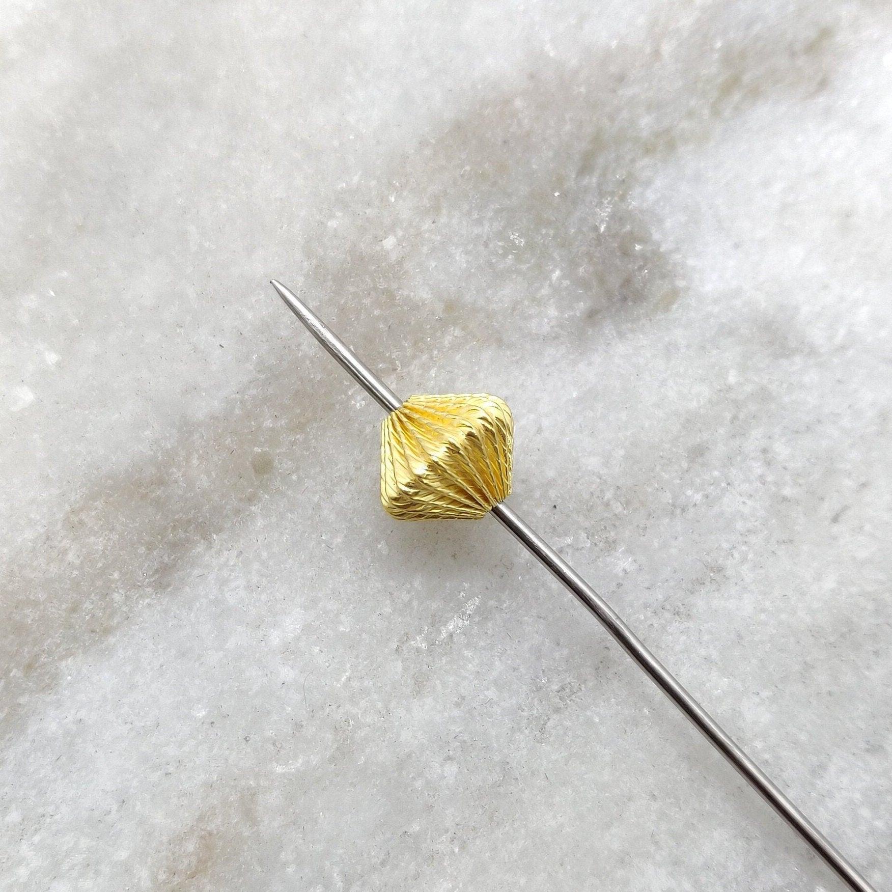 18k Solid Yellow Gold Fluted Round Spacer Beads 9x10mm - Kanika Creations