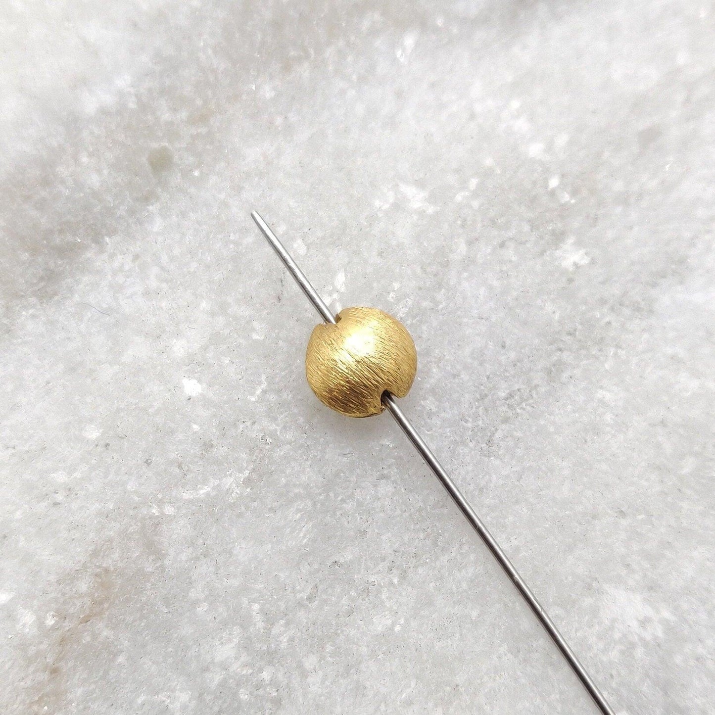 18k Yellow Gold in Brush Finished Spacer Beads 6mm - Kanika Creations