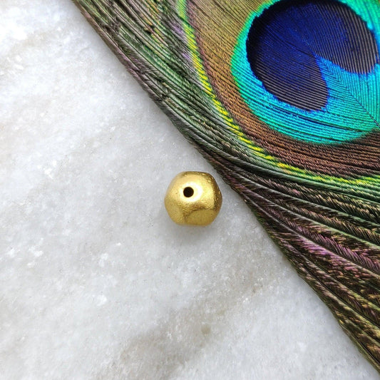 18K Yellow Gold Faceted Round Beads Findings 9mm - Kanika Creations