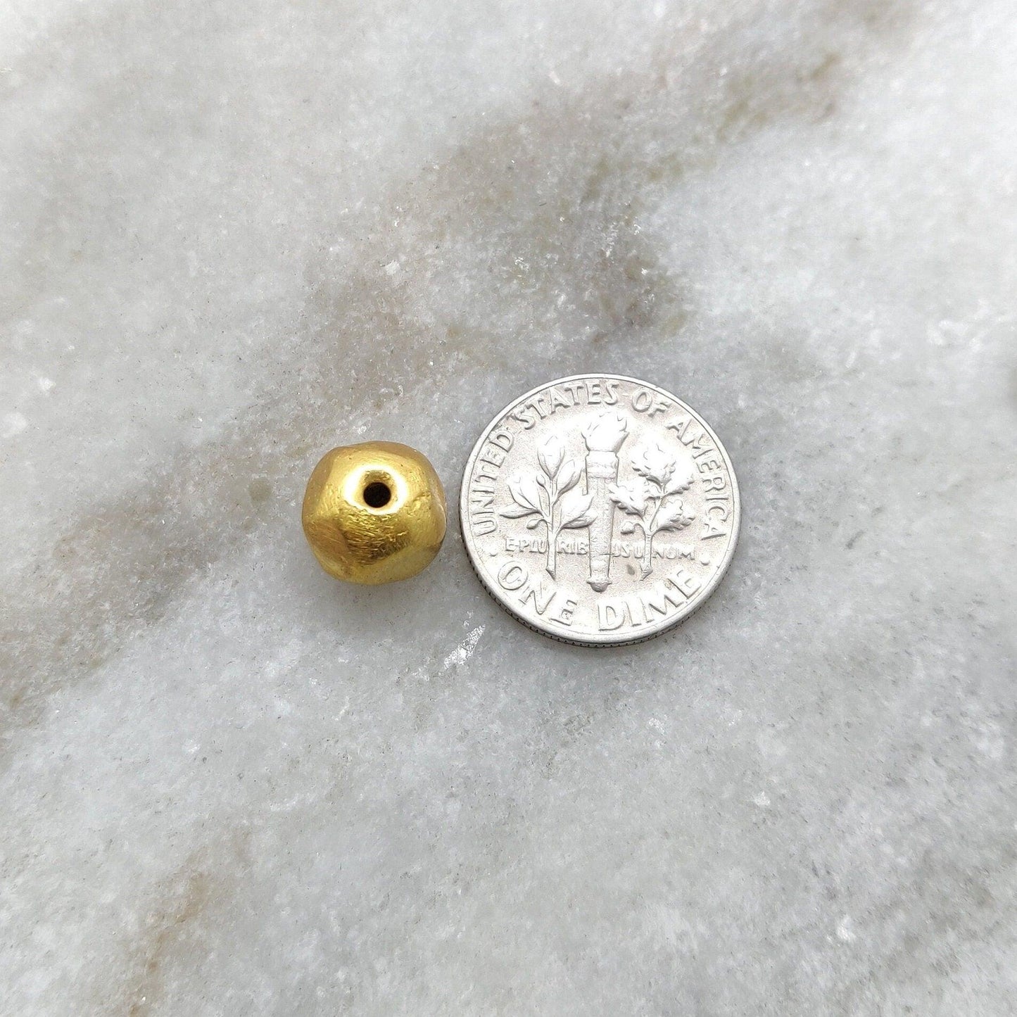 18K Yellow Gold Faceted Round Beads Findings 9mm - Kanika Creations
