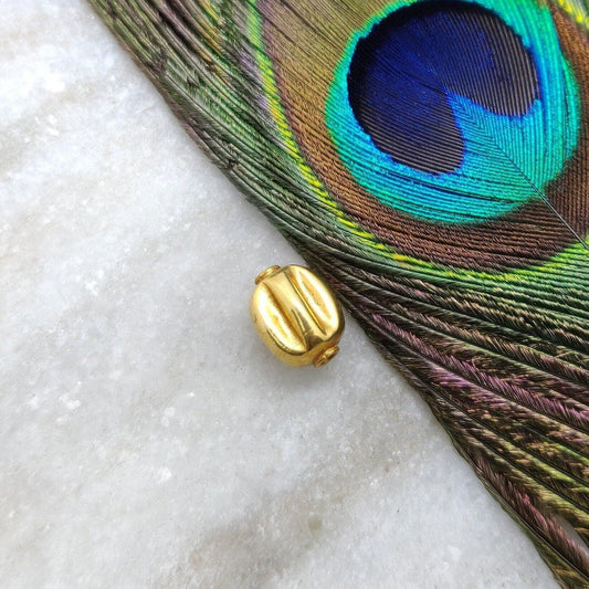 12X9mm 18K Solid Yellow Gold Tube Spacer Beads Finding - Kanika Creations