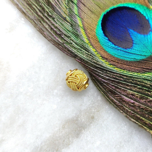 18k Solid Yellow Gold Drum Spacer Beads 10x8.5mm - Kanika Creations