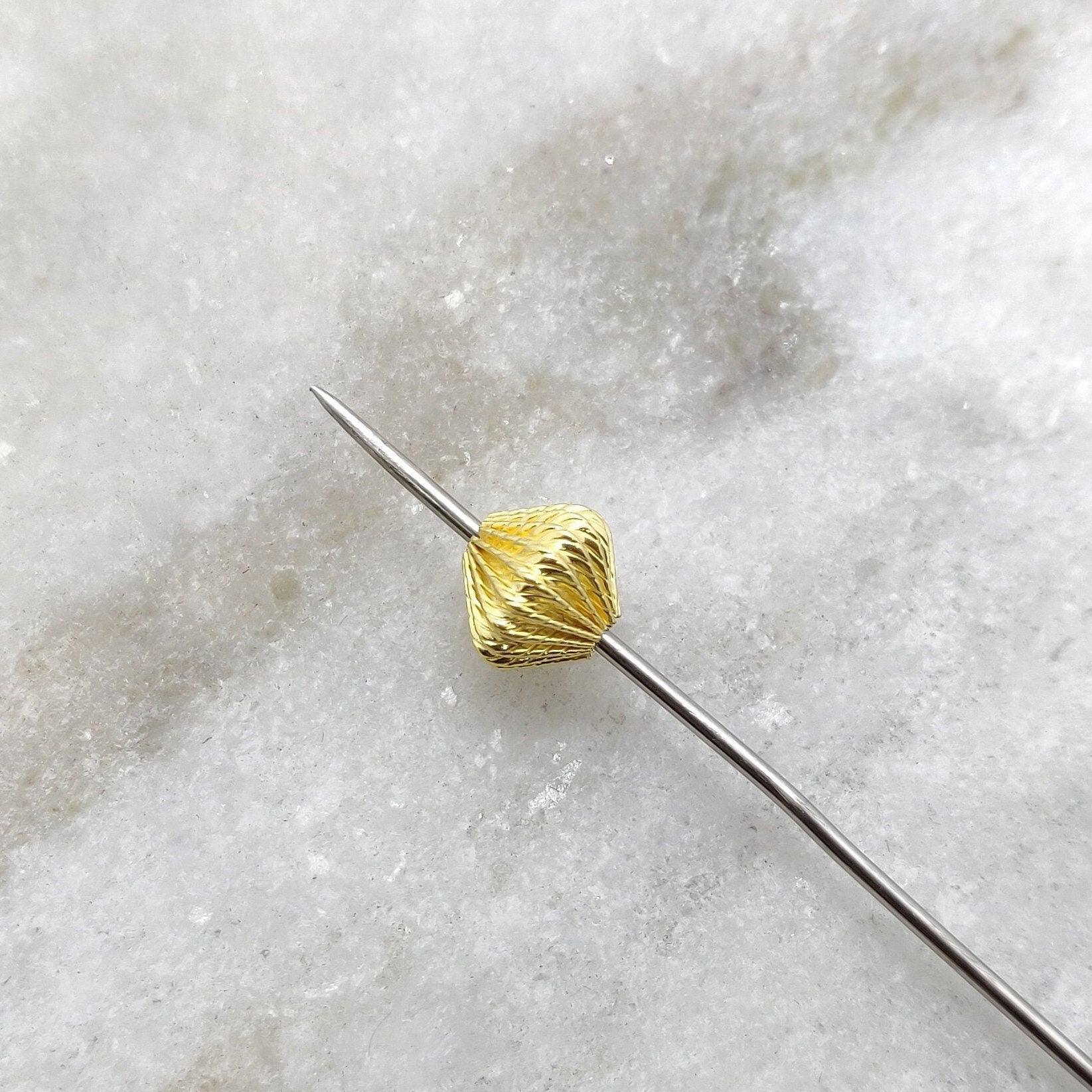 18K Solid Yellow Gold Corrugated Spacer Beads 9x9.5mm - Kanika Creations