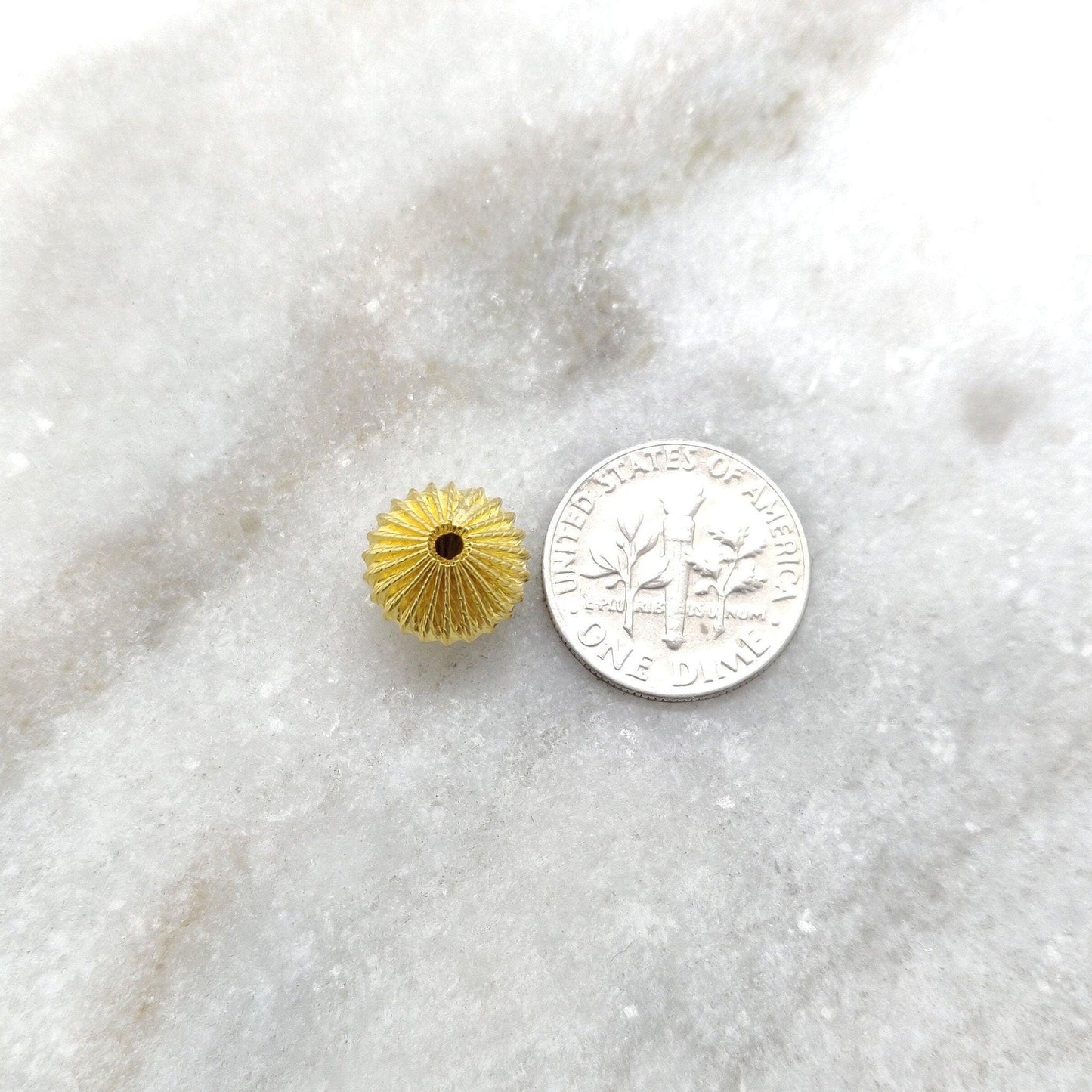 18K Yellow Gold Fluted Marquise Spacer Beads - Kanika Creations