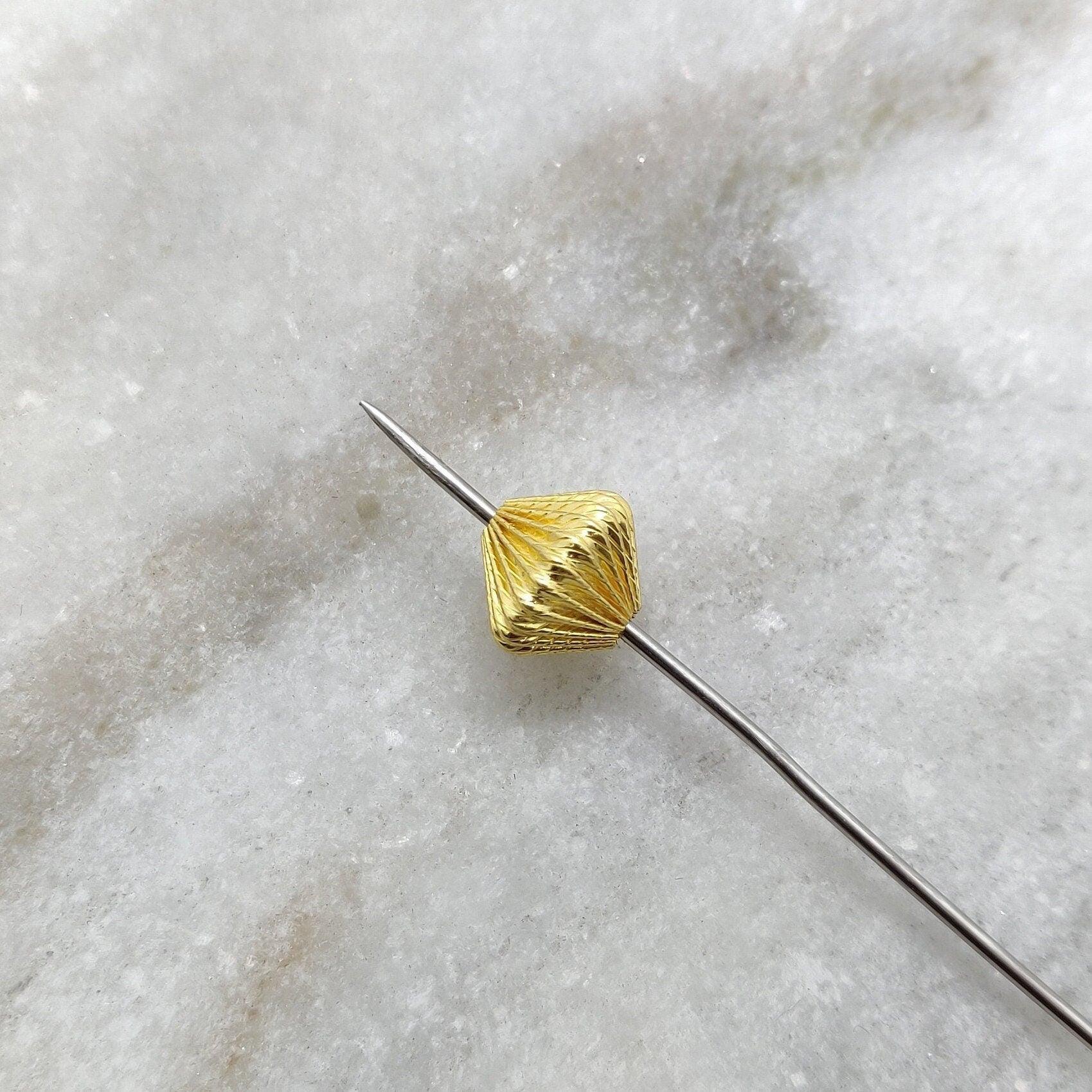 18K Yellow Gold Fluted Marquise Spacer Beads - Kanika Creations