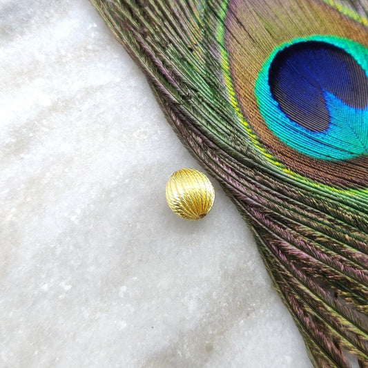 18K Solid Yellow Gold Corrugated Spacer Bead Finding 10mm - Kanika Creations