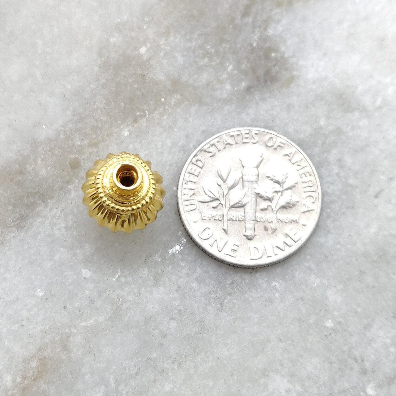 18k Solid Yellow Gold Fluted Spacer Beads - Kanika Creations