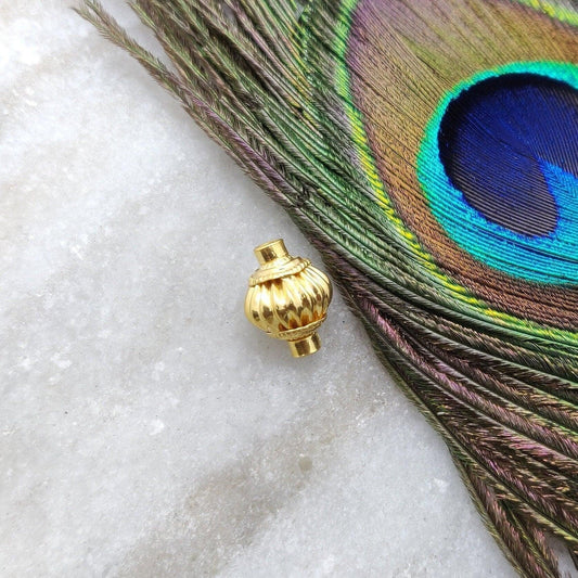 18k Solid Yellow Gold Fluted Spacer Beads - Kanika Creations