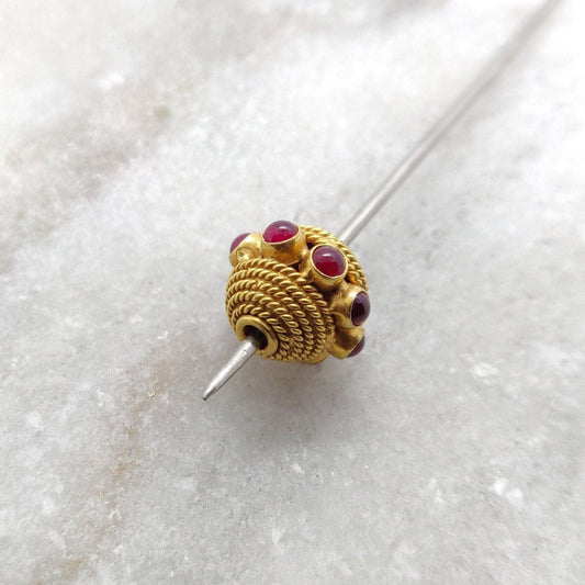 18k Yellow Gold Ruby Round Spacer Beads - Kanika Creations