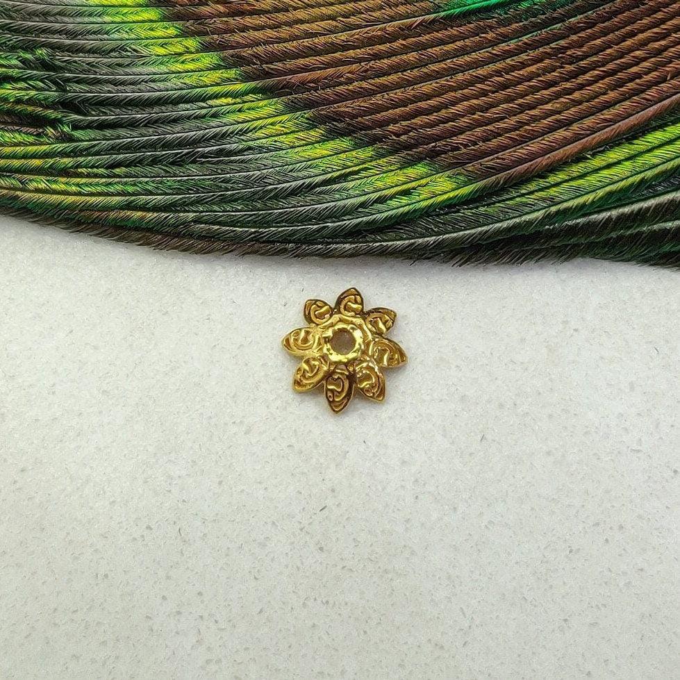 Floral 18k Gold Ending Spacer Bead Caps Jewelry Supplies - Kanika Creations