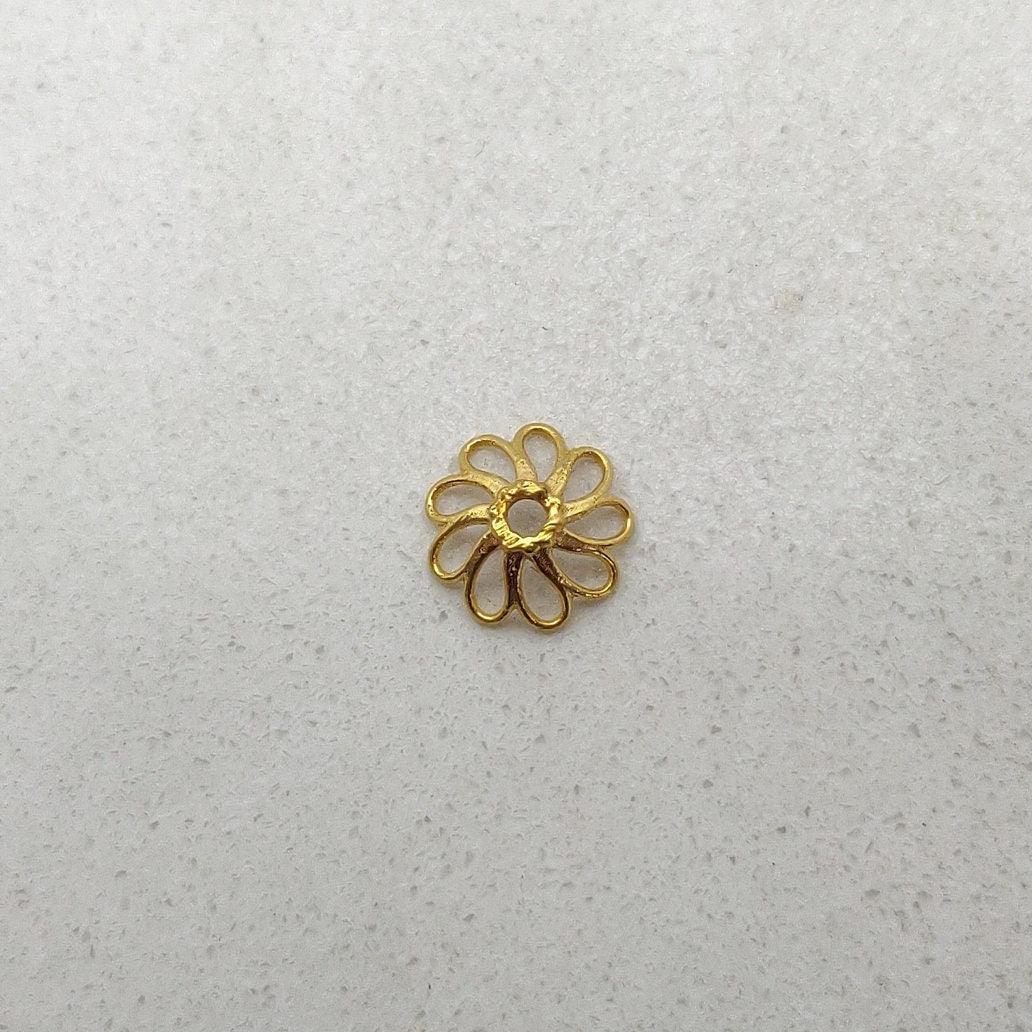 18k Yellow Gold Fancy End Spacer Cap Beads Finding 7mm - Kanika Creations