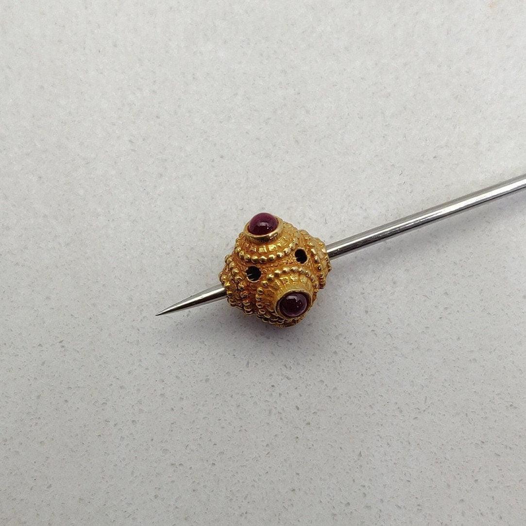 18K Yellow Gold Ruby Spacer Beads - 10 MM - Kanika Creations