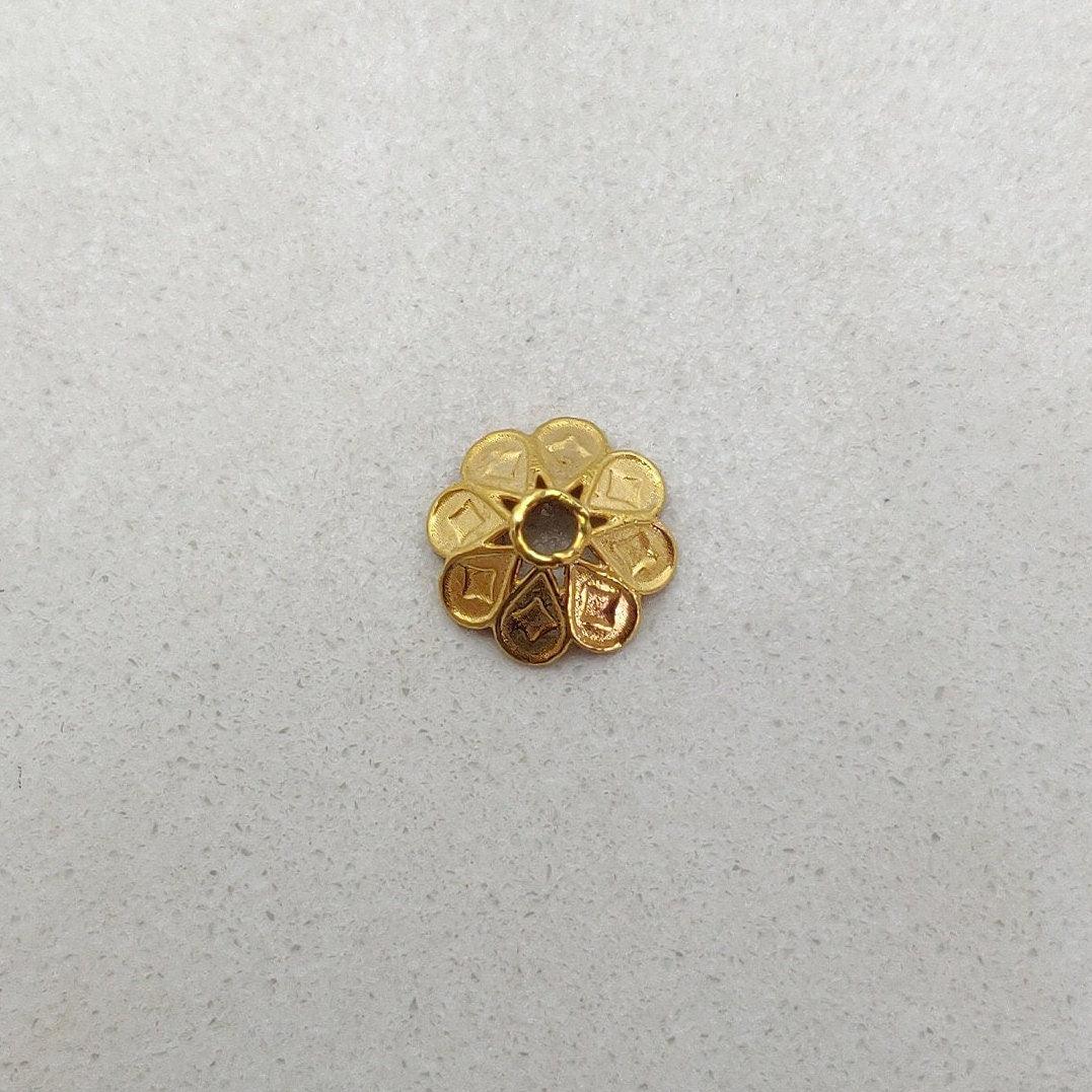 18k Yellow Gold Beads Cap Findings For Jewelry DIY Craft 9mm - Kanika Creations