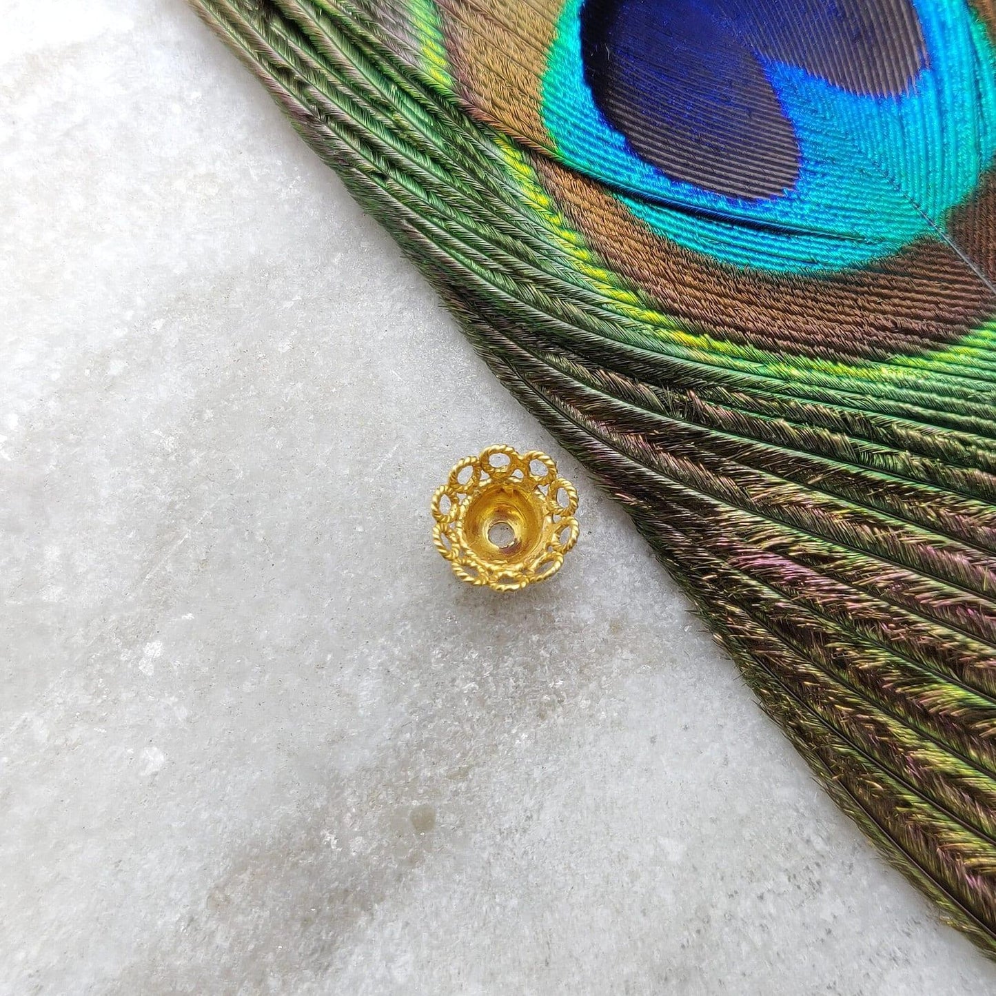 18k Yellow Gold Spacer Beads Cap DIY For Jewelry 9mm - Kanika Creations