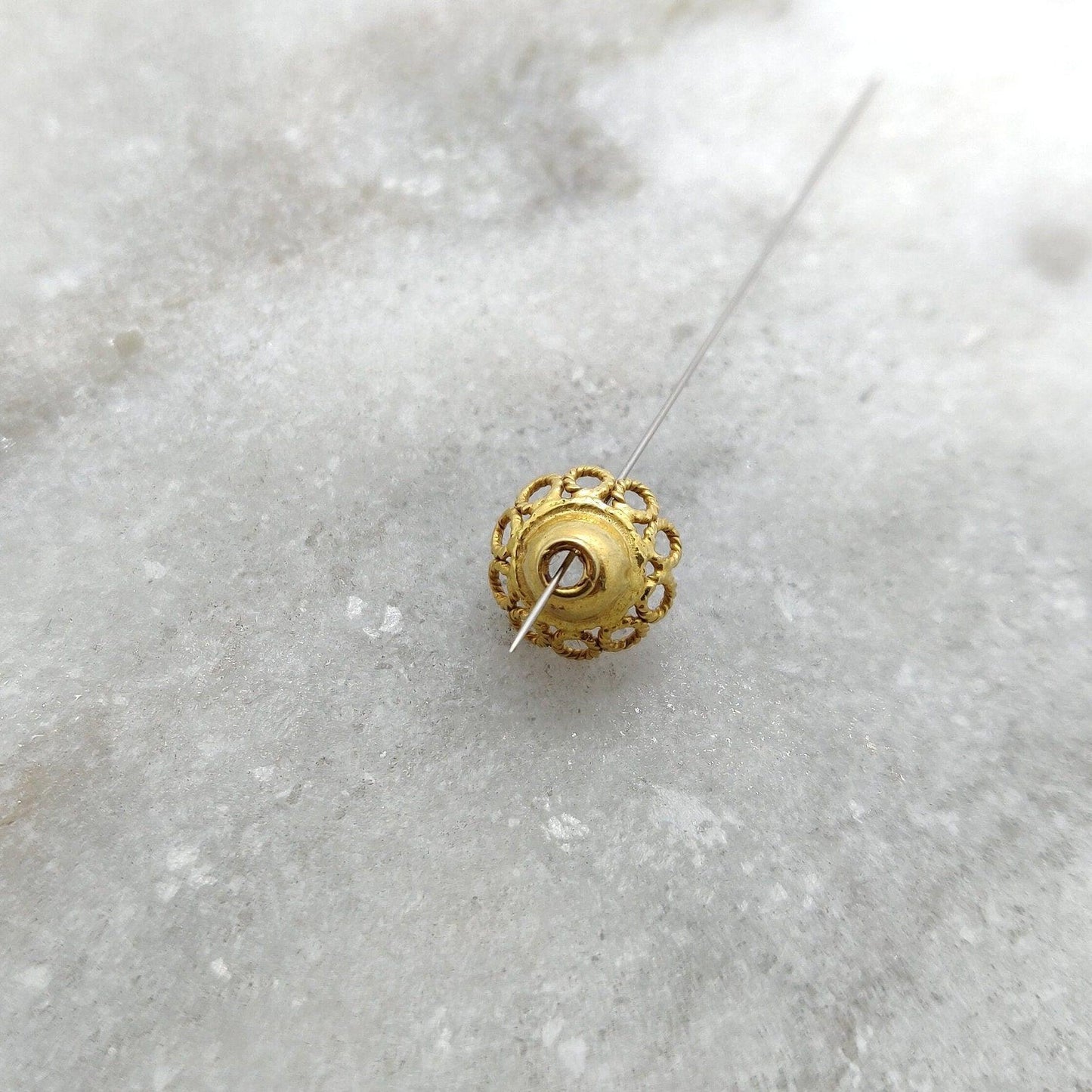 18k Yellow Gold Spacer Beads Cap DIY For Jewelry 9mm - Kanika Creations