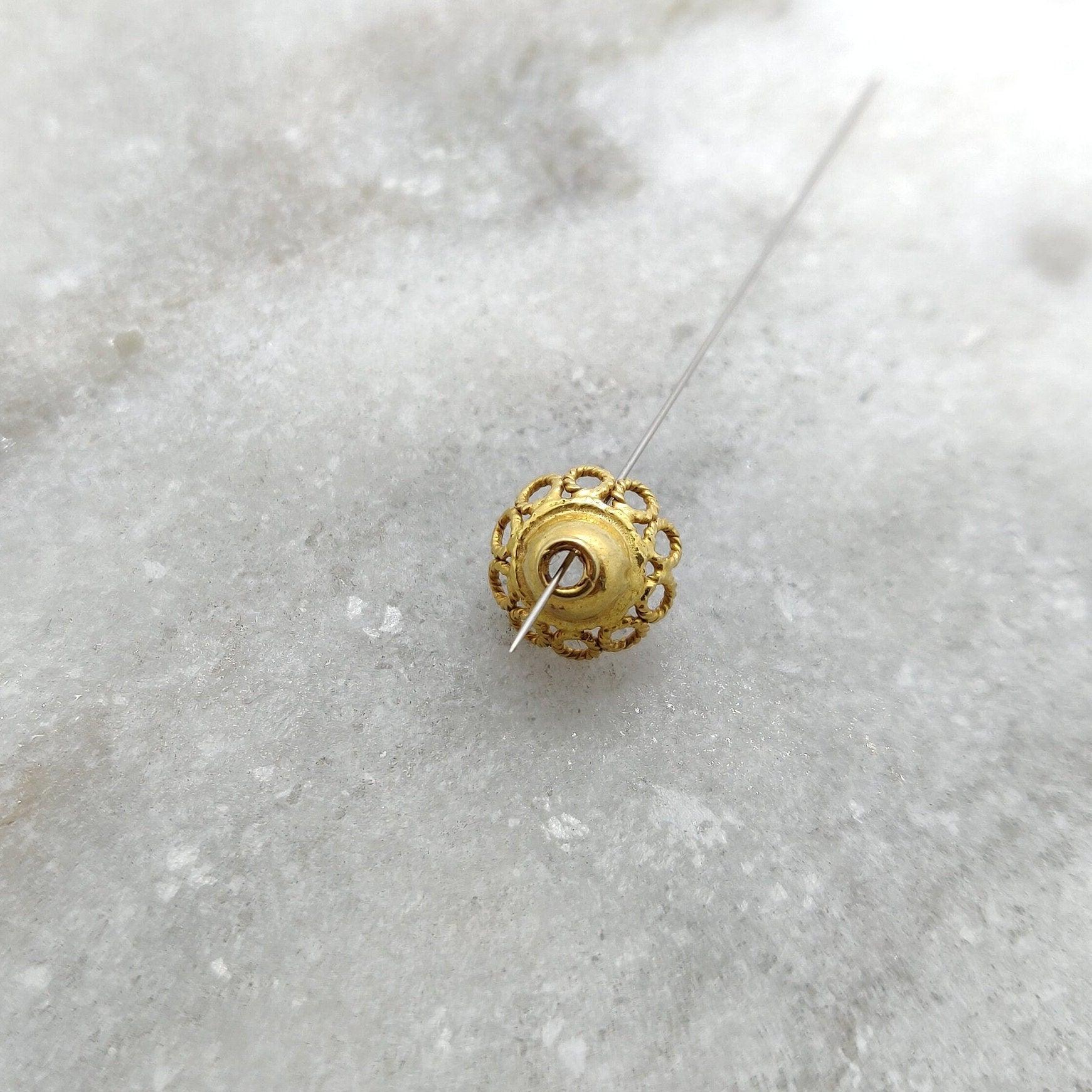 18k Yellow Gold Spacer Beads Cap DIY For Jewelry 9mm - Kanika Creations