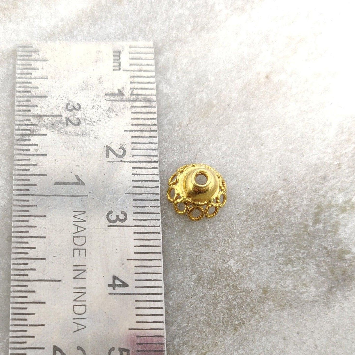 18k Yellow Gold Spacer Beads Cap DIY For Jewelry 9mm - Kanika Creations
