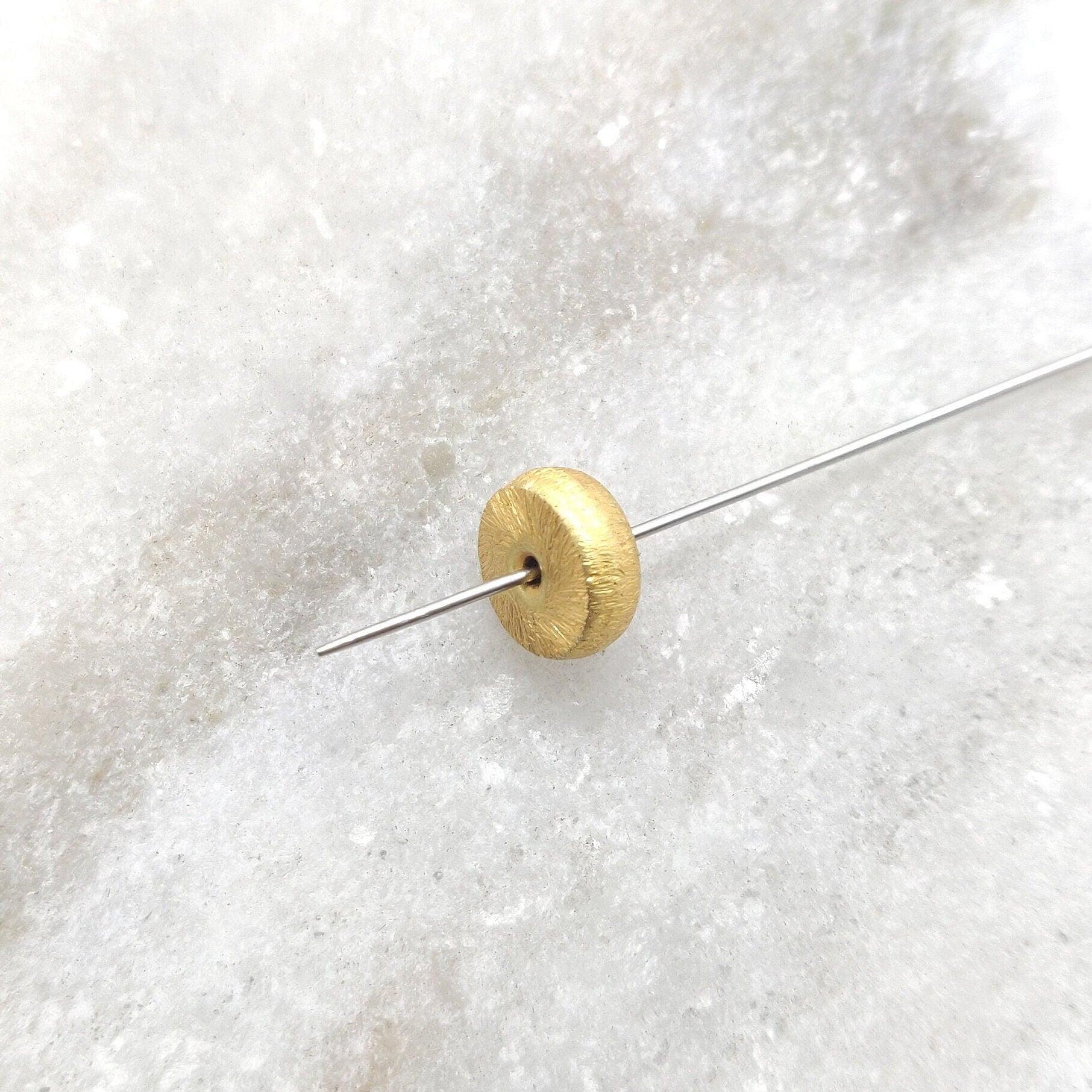 18k Yellow Gold Wheel Spacer Beads DIY Craft 3x8mm - Kanika Creations