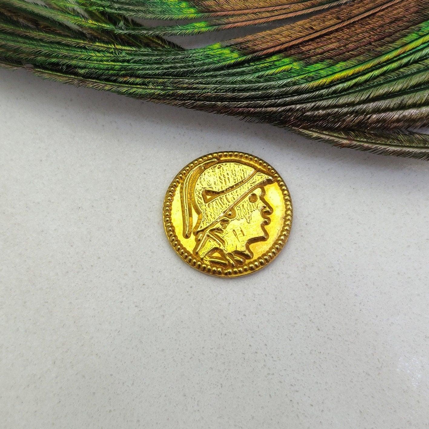18k Gold Coin 17MM Necklace Coin Finding Charm - Kanika Creations