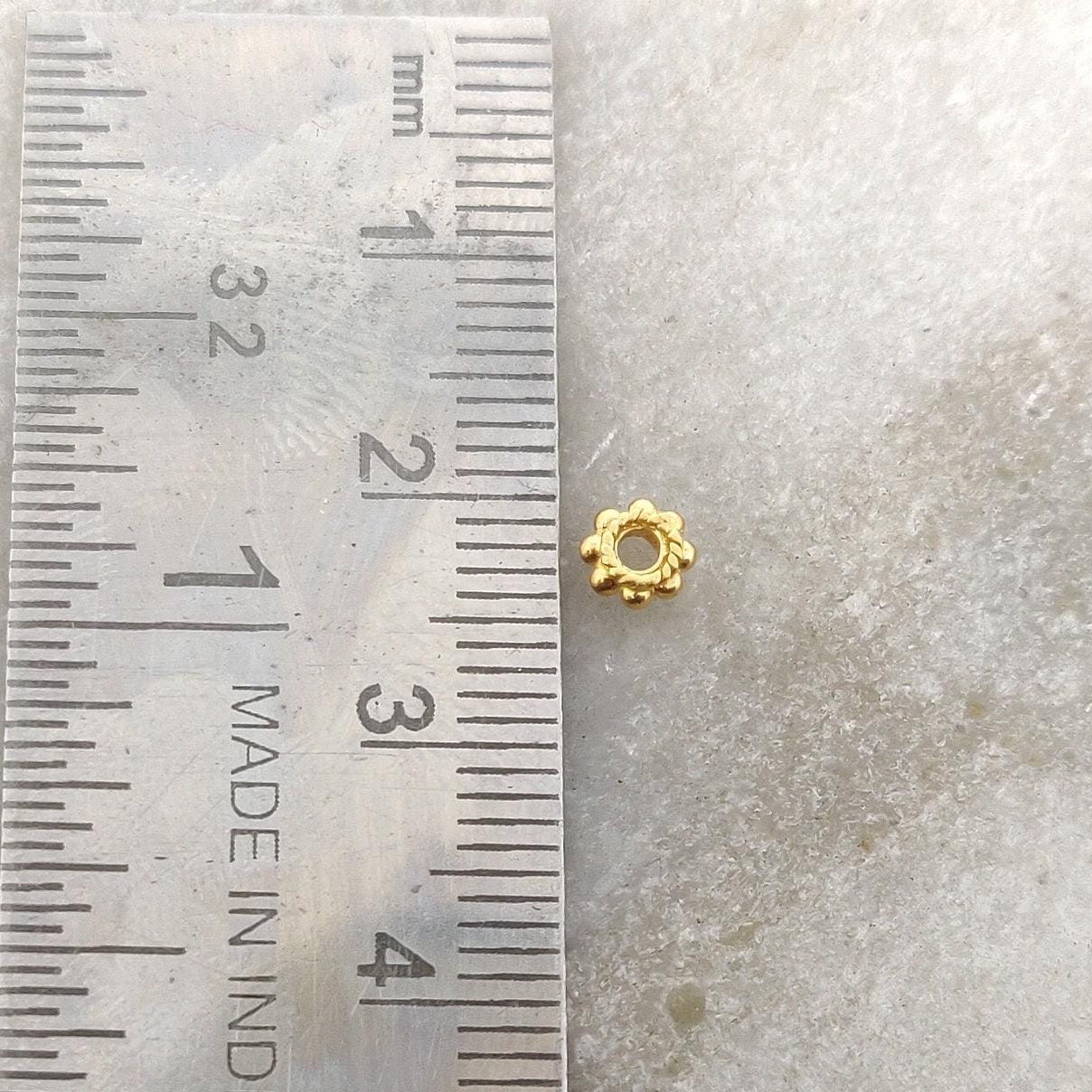 18k Gold Spacer Wheel Spacer Beads 4MM Sold as 2 Pcs - Kanika Creations